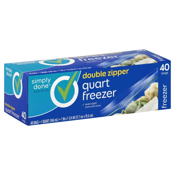 Simply Done Double Zipper Quart Freezer Bags