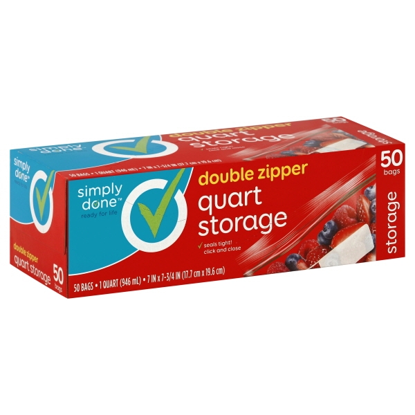 Simply Done Double Zipper Quart Storage Bags