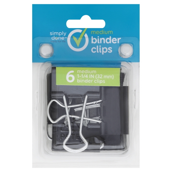 Simply Done Binder Clips Medium 6 Ct