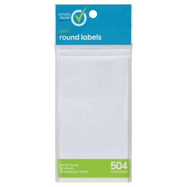 Simply Done White Round Labels