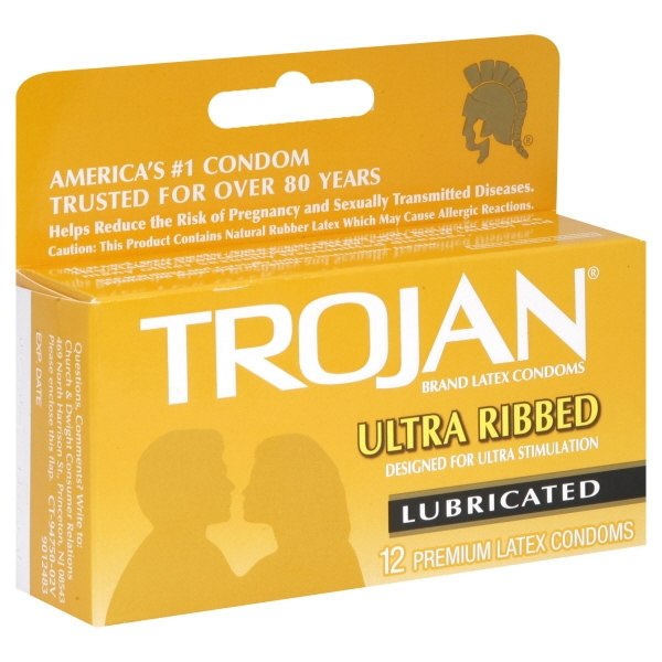 Trojan Ultra Ribbed Premium Lubricant Latex Condoms