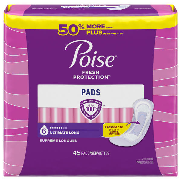 Poise Ult. Absorbency Long Pad | Products | Lowes Foods To Go - Local ...