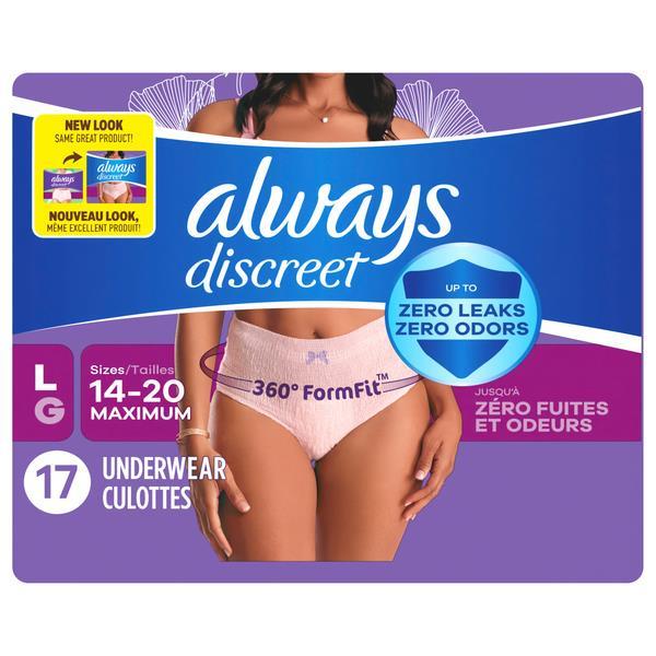 Always Discreet Size Large Incontinence Underwear Products Lowes Foods To Go Local And 6252