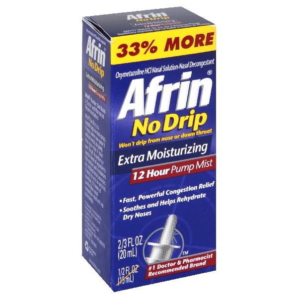 Afrin Nasal Spray Extra Moisturizing No Drip Pump Mist 12 Hour Relief ...