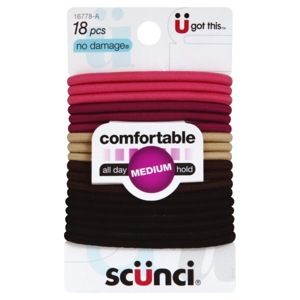 Scunci Large Comfort Classics Hair Elastics Pink & Neutral Colors