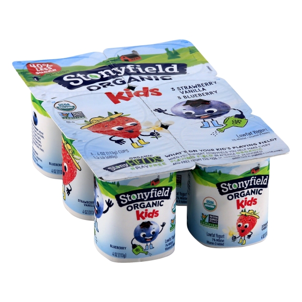 Stonyfield Organic Yokids Yogurt Strawberry/Vanilla/Blueberry 6Pk 4Oz ...