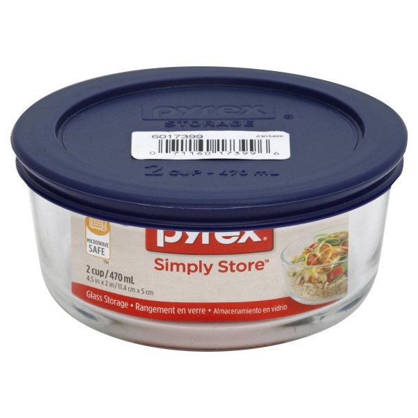 Pyrex 2 Cup Round Dish with Plastic Cover