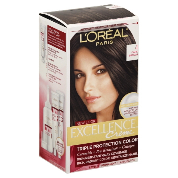 Loreal Excellence Non Drip Crème Permanent Hair Color 4 Dark Brown