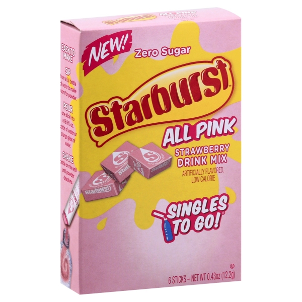 Starburst Zero Sugar All Pink Strawberry Drink Mix Singles 6 Count