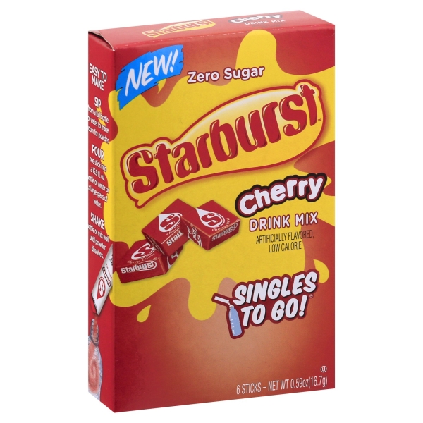 Starburst Zero Sugar Cherry Drink Mix Singles 6 Count