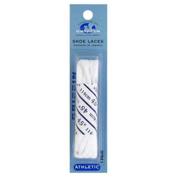 Griffin Shoe Laces Oval Sport Athletic White 45In