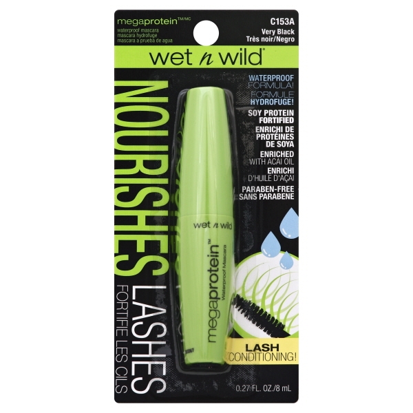 WET N WILD MEGA PROTEIN WATERPROOF MASCARA VERY BLK