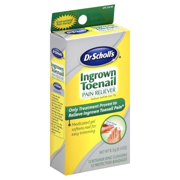 Dr Scholls Ingrown Toenail Pain Reliever Medicated Gel Retainer Cushions & Protective Bandages 12Ct