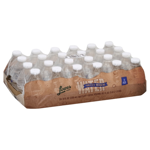 Lowes Foods Purified Drinking Water 24 Pack 8oz Mini Bottles